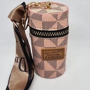 PRINTED ZIP TOP BAG CHARM WITH SCARF